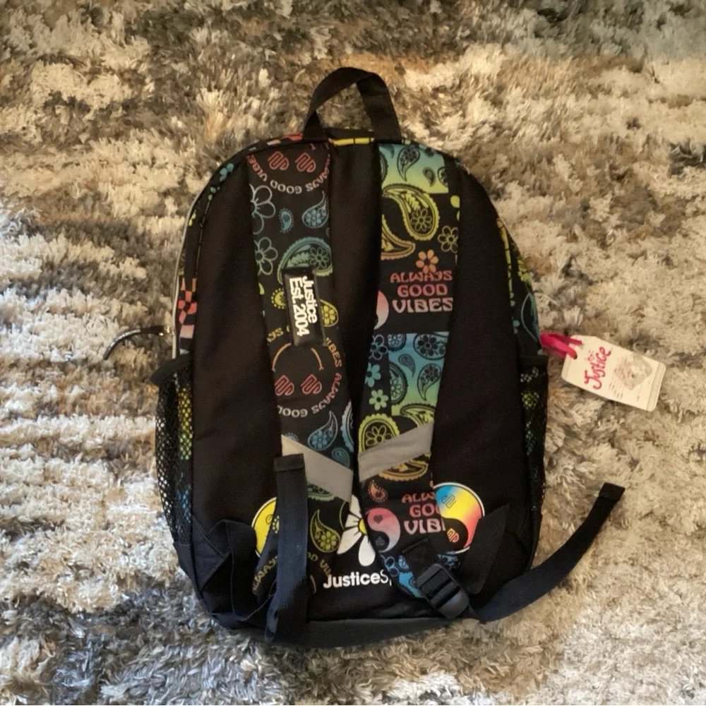 NWT JUSTICE Sports Always Good Vibes 17” Laptop Multicolor Backpack